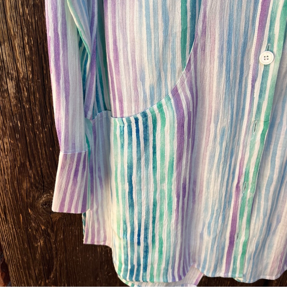 Soft Surroundings Cia Gauze Multicolor Striped Blouse Sz S - Picture 6 of 11